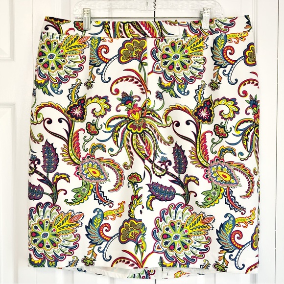 New Jessica London White Colorful Paisley Print Pencil Skirt 16 - Picture 1 of 16